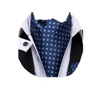 Dubulle Paisley Floral Ascot for Men Self Tie Mens Cravat and Pocket Square Cufflinks Wedding, Navy Blue, Medium