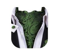 Dubulle Paisley Floral Ascot for Men Self Tie Mens Cravat and Pocket Square Cufflinks Wedding, Olive Green, Medium