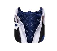 Dubulle Paisley Floral Ascot Tie for Men Self Tie Mens Cravat Tie and Pocket Square Cufflinks Wedding, Navy Blue White, Medium