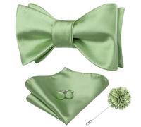 Dubulle Solid Sage Green Self Tie Bow Ties Lapel Pin for Men Mens Paisley Bowtie and Handkerchief Cufflinks Business Wedding