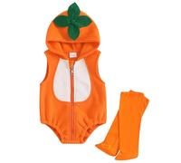 Dubute Baby Boy Girl Halloween Costume Flannel Romper Bee Hooded Cartoon Outfit Suit Dress Up With Long Socks (Orange, 0-6 Months)