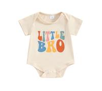 Dubute Big Brother Little Brother Big Sister Little Sister Sibling Matching Outfits Newborn Summer Clothes Gift T-shirt Bodysuit (Khaki Little Bro, 3-6 Months)