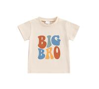 Dubute Big Brother Little Brother Big Sister Little Sister Sibling Matching Outfits Newborn Summer Clothes Gift T-shirt Bodysuit (Khaki Big Bro, 18-24 Months)