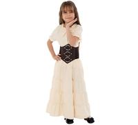Dubute Halloween Pirate Costume Kids Girls Pirate Princess Dress Cosplay Party Halloween Costume (Ivory, S)