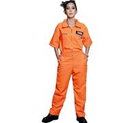 Dubute Prisoner Jumpsuit Adult Orange Prison Inmate Costume for Women Halloween Jail Criminal Outfit (Orange, S)