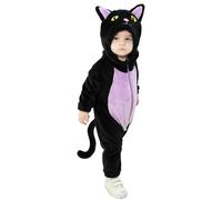 Dubute Toddler Baby Boy Gir Cat Costume Black Cat Hooded Jumpsuit Zipper Romper Infant Unisex Warm Winter Clothes (Purple, 4-5T)