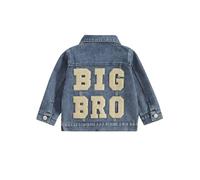 Dubute Toddler Baby Boy Girl Jacket Big Lil Sister/Brother Letter Jean Long Sleeve Cardigan Button Denim Coat 0-5T (Blue Big Bro, 2-3 Years)