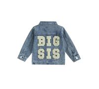 Dubute Toddler Baby Boy Girl Jacket Big Lil Sister/Brother Letter Jean Long Sleeve Cardigan Button Denim Coat 0-5T (Blue Big Sis, 18-24 Months)