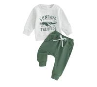 Dubute Toddler Baby Football Outfits Sundays are for The Birds Eagles Sweatshirt Top Pants Set Cute Spring Fall Clothes (B-Gray, 2-3 Years)