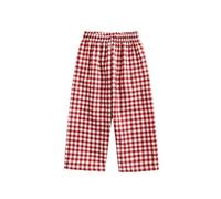 Dubute Toddler Baby Girl Boy Sweatpants Plaid Elastic Jogger Gingham Long Pants Spring Summer Pants (Rose Red, 12-18 Months)
