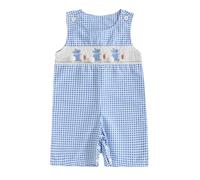 Dubute Toddler Boy Easter Outfit Bunny Carrot Embroidery Jumpsuit Sleeveless Overall Palysuit My First Easter Clothes (Blue-Bunny Tail, 12-18 Months)