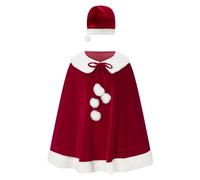 Dubute Women Christmas Costumes Mrs. Claus Santa Xmas Velvet Hooded Cape Robe Holiday Cosplay Outfit (Red, One Size)
