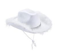 Dubute Women's Tiara Cowgirl Hat Western Party Hat Accessories Disco Costume Cowboy Hat for Halloween Christmas (White-1, One Size)
