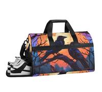 ducanll Animal Gym Bags for Men Women, 43L Medium Sports Crow Travel Duffel Bag for Men with Shoe Compartment,Carry on Bags for Airplanes Women