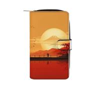 ducanll Anime Background Wallet Women Slim Credit Card Holder for Women, RFID Blocking Cash Dusk Wallet, Billfolds Thin Leather Zipper Clutch Purses for Women
