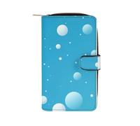ducanll Blue Wallets for Women, Print Simple Pokal Dots Womens Wallet with Multiple Card Slots and Cellphone Compartment-Birthday Gifts for Women
