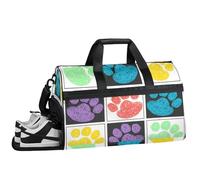 ducanll Cartoon Gym Bag for Womens Mens with Shoes Compartment, Cute Footprints Duffle Bag for Airplane Sport Gym Tote Bags Yoga Waterproof Weekender Travel Bag