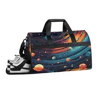 ducanll Cartoon Gym Bags for Men Women, 43L Medium Sports Planet Pattern Travel Duffel Bag for Men with Shoe Compartment,Carry on Bags for Airplanes Women