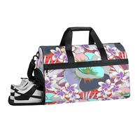 ducanll Colourful 43L Gym Duffle Bag for Men with Shoe Compartment, Floral Patterns Overnight Weekender Bag for Women with Shoulder Strap, Ideal for Travel, Gym, Sports