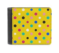 ducanll Colourful Leather Wallet for Men |RFID Blocking | Bifold | Polka Dot Pattern Slim Wallet for Men with 8 Credit Card Holder|Husband Birthday Gift