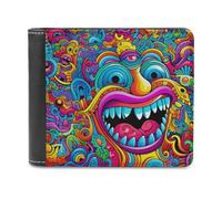 ducanll Colourful Pattern Slim Leather RFID Bifold Wallet for Men with Money Clip and 8 Credit Card Holders - Artistic Background Minimalist Wallet for Men