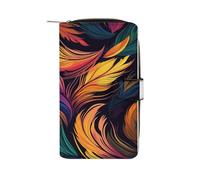 ducanll Colourful Wallet Women Slim Credit Card Holder for Women, RFID Blocking Cash Wave Stripe Pattern Wallet, Billfolds Thin Leather Zipper Clutch Purses for Women