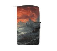 ducanll Darker Women Wallet Leather Smooth Zippers Around Phone Clutch Large Ladies Travel Wristlet Mountain Lines Twilight Purse ID Credit Card Holder for Women