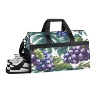 ducanll Fruit Gym Bag for Womens Mens with Shoes Compartment, Grape Patterns Duffle Bag for Airplane Sport Gym Tote Bags Yoga Waterproof Weekender Travel Bag