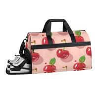 ducanll Fruit Gym Bags for Men Women, 43L Medium Sports Cherry Travel Duffel Bag for Men with Shoe Compartment,Carry on Bags for Airplanes Women