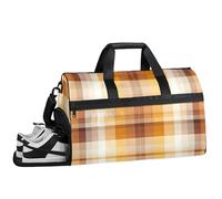 ducanll Geometric Gym Bag for Womens Mens with Shoes Compartment, Checkered Patterns Duffle Bag for Airplane Sport Gym Tote Bags Yoga Waterproof Weekender Travel Bag