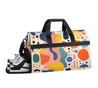 ducanll Geometry Gym Bags for Men Women, 43L Medium Sports Graffiti Pattern Travel Duffel Bag for Men with Shoe Compartment,Carry on Bags for Airplanes Women