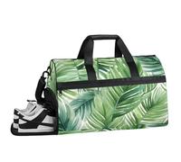 ducanll Green Gym Bags for Men Women, 43L Medium Sports Leaf Travel Duffel Bag for Men with Shoe Compartment,Carry on Bags for Airplanes Women