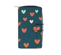 ducanll Green Women's Long Bifold Rifd Leather Wallet Purse Zipper Elegant Clutch Wallet Art Love Pattern Purses for Women Passport Card Holder Mothers Day Gifts