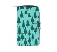 ducanll Green Women's Long Bifold Rifd Leather Wallet Purse Zipper Elegant Clutch Wallet Green Christmas Tree Seamless Pattern Purses for Women Passport Card Holder Mothers Day Gifts