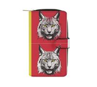 ducanll Lynx Pattern Women's Long Bifold Rifd Leather Wallet Purse Zipper Elegant Clutch Wallet Animal Purses for Women Passport Card Holder Mothers Day Gifts