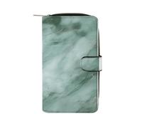 ducanll Mint Green Women's Long Bifold Rifd Leather Wallet Purse Zipper Elegant Clutch Wallet Marble Pattern Purses for Women Passport Card Holder Mothers Day Gifts