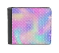 ducanll Multicolor Wallet for Men with Money Clip or Credit Card Holder - RFID Blocking Wallet for Men - Colorful Wave Fish Scale Men Wallet Available in Multiple Styles