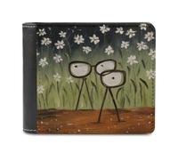 ducanll Plant Grass Wallet for Men, 8 Credit Card Holder, Artistic Painting Slim Wallet for Men, RFID Blocking Mens Leather Wallets,Birthday Gifts for Men