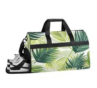 ducanll Plants Gym Bags for Men Women, 43L Medium Sports Palm Leaves Travel Duffel Bag for Men with Shoe Compartment,Carry on Bags for Airplanes Women