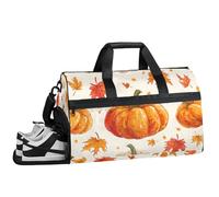 ducanll Pumpkin Travel Duffle Bag Large Gym Tote Bag for Women, Weekender Bag Carry on Bag for Airplane, Maple Leaf Personal Item Travel Bag