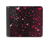 ducanll Red Heart Wallet for Men, 8 Credit Card Holder, Artistic Romance Slim Wallet for Men, RFID Blocking Mens Leather Wallets,Gifts for Men