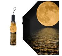 ducanll Sea Umbrellas Night Moon Travel Umbrellas - Lightweight, Strong, Compact with Easy Auto Open/Close Button for Single Hand Use for Men Women