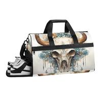 ducanll Skeleton Gym Bags for Men Women, 43L Medium Sports Cow Pattern Travel Duffel Bag for Men with Shoe Compartment,Carry on Bags for Airplanes Women