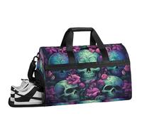 ducanll Skull Gym Bags for Men Women, 43L Medium Sports Texture Travel Duffel Bag for Men with Shoe Compartment,Carry on Bags for Airplanes Women