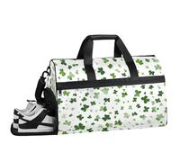 ducanll White Background Travel Duffle Bag Large Gym Tote Bag for Women, Weekender Bag Carry on Bag for Airplane, Green Clover Personal Item Travel Bag