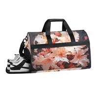 ducanll White Flower Gym Bags for Men Women, 43L Medium Sports Abstract Art Travel Duffel Bag for Men with Shoe Compartment,Carry on Bags for Airplanes Women