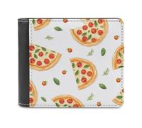 ducanll White Wallet for Men with Money Clip or Credit Card Holder - RFID Blocking Wallet for Men - Pizza Food Cartoon Pattern Men Wallet Available in Multiple Styles
