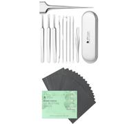 DUcare 9Pcs Blackhead Remover Kit + Oil Absorbing Sheets, Professional Comedone Extractor Set with Tweezers &100Pcs Blotting Paper, Oil Control for Oily Skin, Travel-Friendly Skin Care Tools