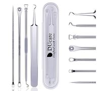 DUcare Blackhead Remover Tool 4Pcs for Face, Professional Extractor Tweezers Kit for Remove Acne Pimple Comedone Extractor, Pimple Popper for Facial Care with Case