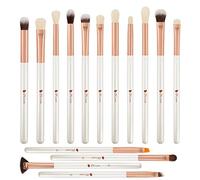 DUcare Eye Makeup Brushes 15pcs White Eyeshadow Makeup Brushes Set with Soft Synthetic Hairs & Real Wood Handle for Eyeshadow, Eyebrow, Eyeliner, Blending